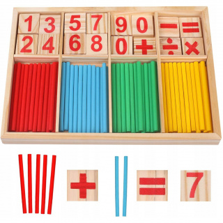 Dřevěné čísla, paličky na výuku matematiky pro děti 23x15x1,7cm
