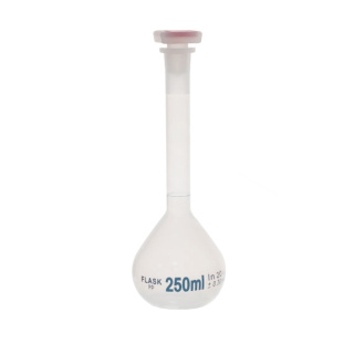 Měrná banka z PP se skleněnou zátkou 10/19, třída B – 10 ml, ISO 384