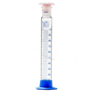 Měřicí válec skleněný s korkem PP a základnou PP, 25 ml třída B