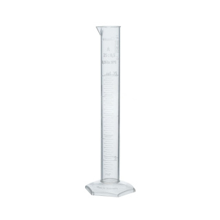 Měřicí válec z PMP, třída A, s výlevkou a vyraženou stupnicí – 50 ml, DIN 12681, ISO 6706