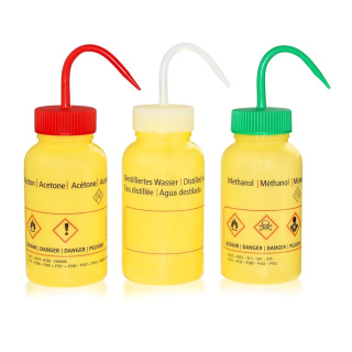 Tryska s potlačí Ethanol, 250 ml, žlutá, široké hrdlo GL40 – PE-LD, ADR