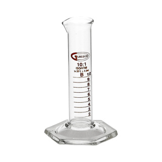 Odmerný valec sklenený 10 ml, nízky, trieda B - GLASSCO