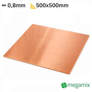 Měděný plech 500x500x0,8 mm