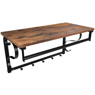 Police s věšáky 60x30x31,7cm rustikální hnědá černý kov