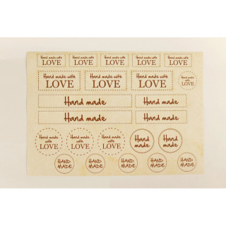 Sada nálepek HAND MADE WITH LOVE 23ks