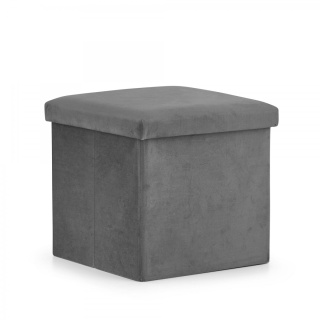 Skládací sedátko s úložným prostorem L 36x38x38cm šedý samet