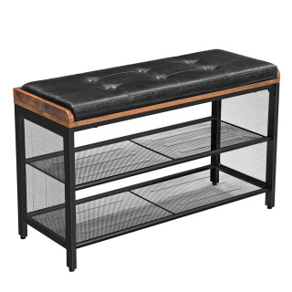 Botník s sedátkem 80x30x48cm kov dřevo ekokůže