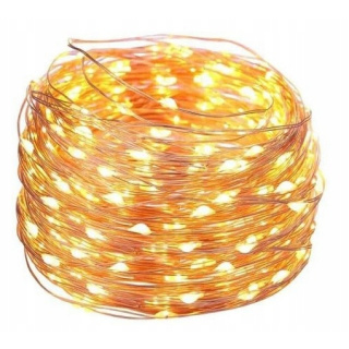 Světelný drátek 100ks LED na baterie teplá bílá barva světla