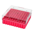 Kryobox pro zmrazování, 100 míst, 1,5–2,0 ml, růžový – PC, -190 až +121 °C, sterilizovatelný v autoklávu