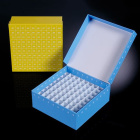 Kartónová krabička na skúmavky Eppendorf a kryoskúmavky, 81 miest, 133x133x53 mm, červená – ID-Color