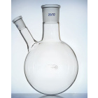 Dvouhrdlá baňka s kulatým dnem se šikmým bočním hrdlem, 100 ml, brusy 24/29 a 14/23, GLASSCO, borosilikátové sklo (BORO 3.3)