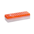 Oboustranný stojan na zkumavky Eppendorf s krytem, 60 míst, 0,5–2,0 ml, oranžový – PP