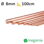 Měděná tyč 1m Φ8mm kovový prut