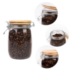 Skleněná nádoba dóza 1000ml 16cm s dřevěným těsnícím víčkem