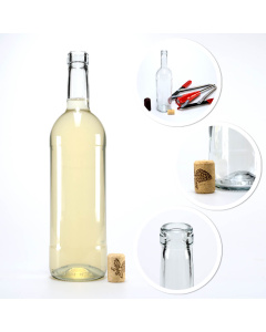 Skleněná láhev na víno 750ml 31cm bílá