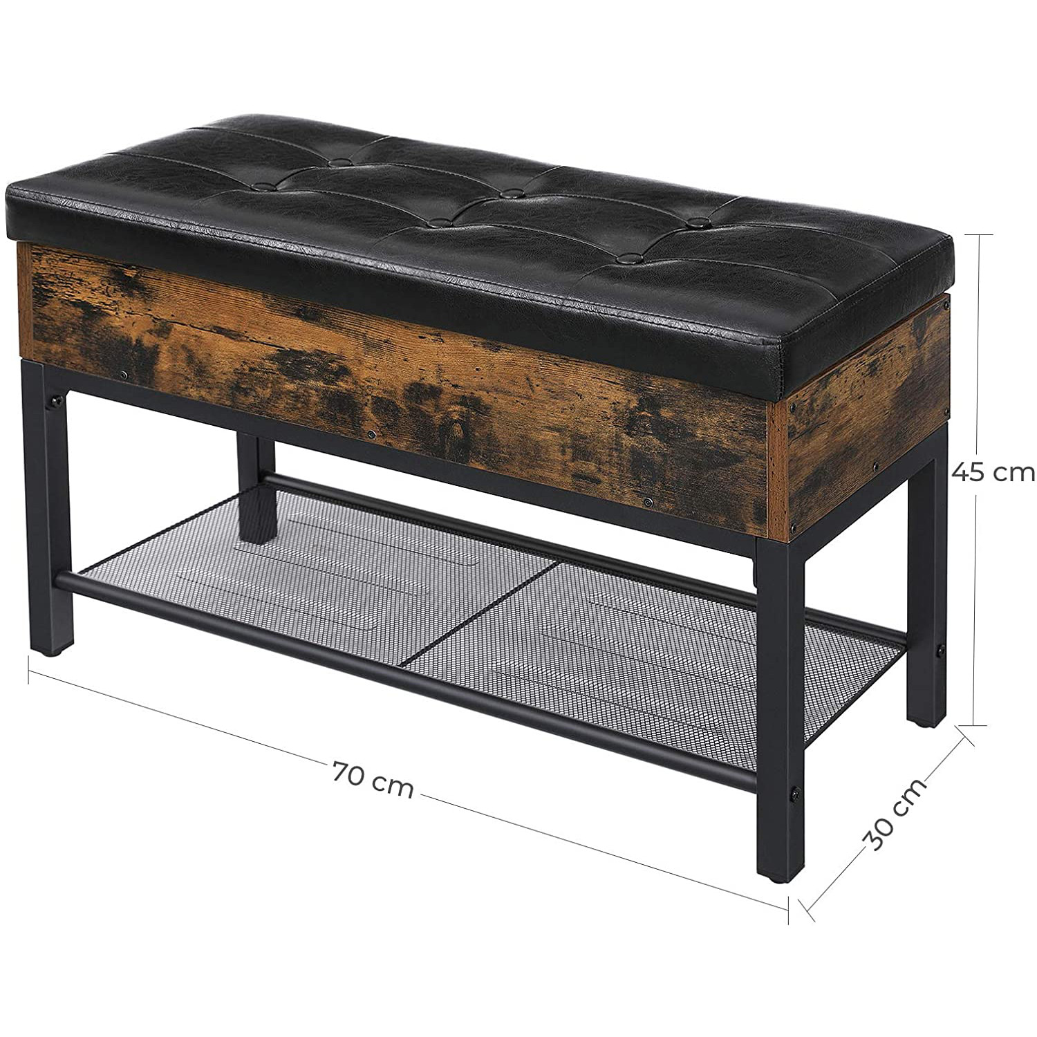botník se sedadlem a úložným prostorem 70x30x45cm megamix.sk