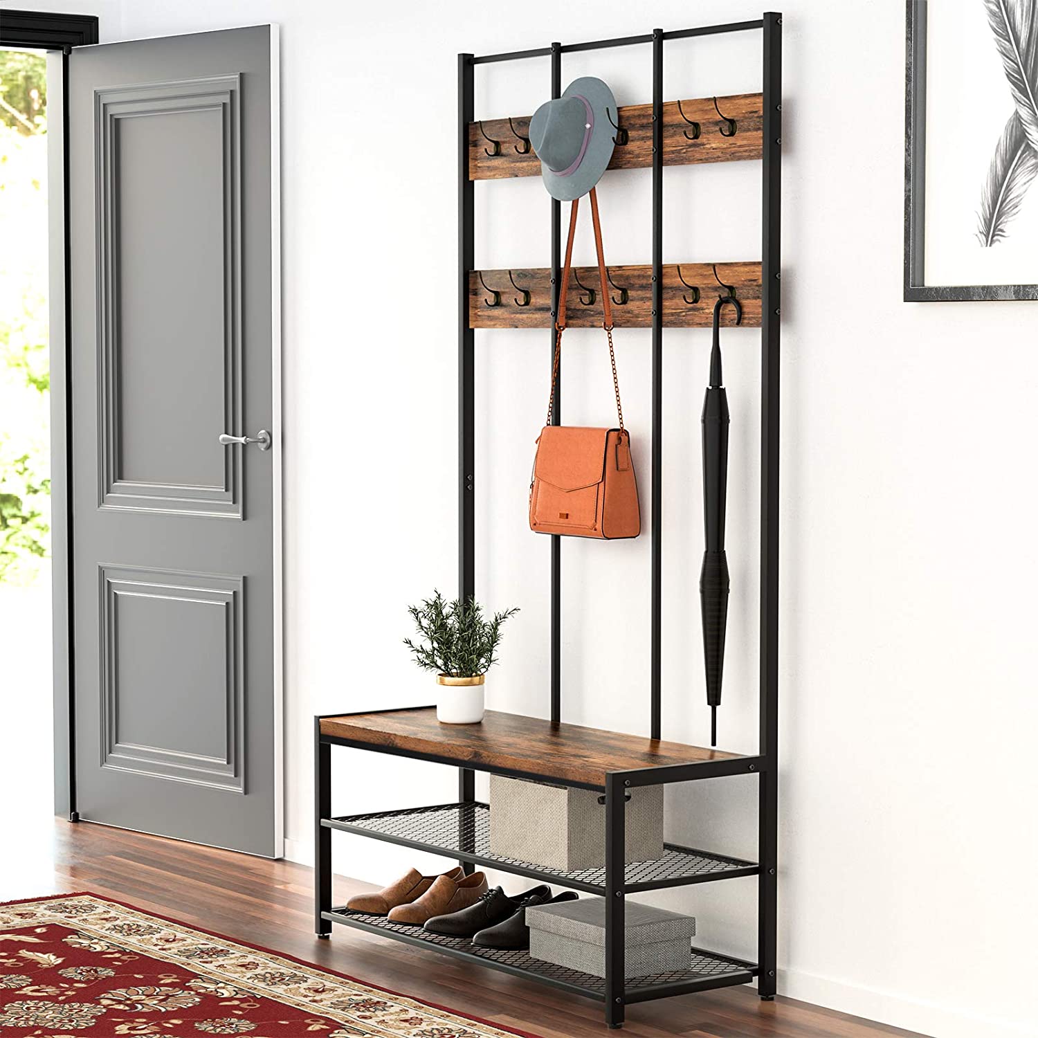věšák na šaty se sedadlem a úložným prostorem 100x40x186cm megamix.sk