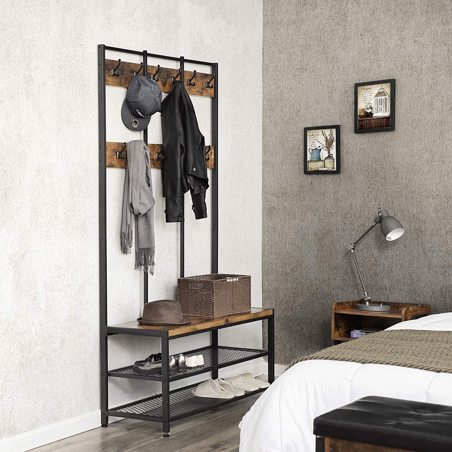 věšák na šaty se sedadlem a úložným prostorem 100x40x186cm megamix.sk