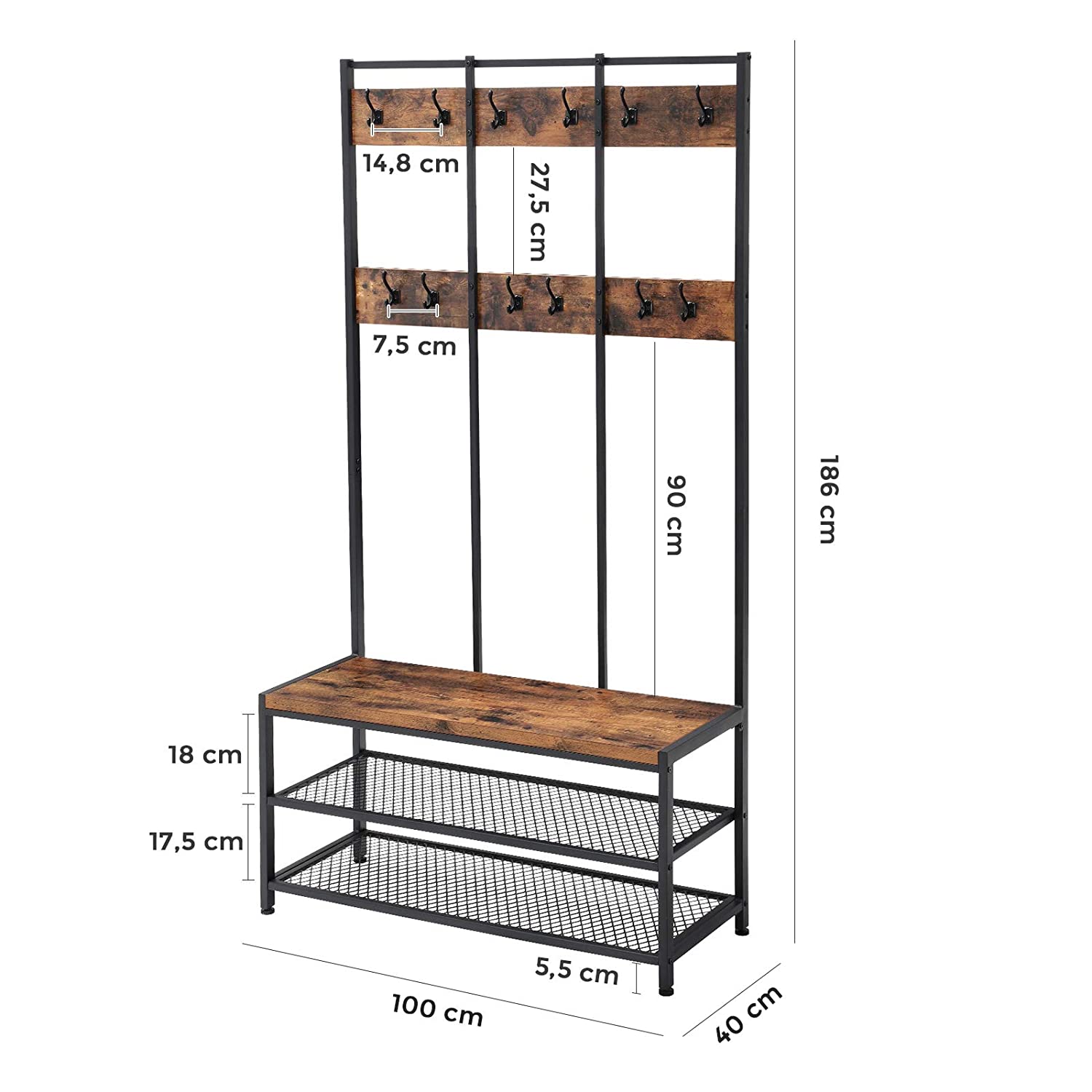 věšák na šaty se sedadlem a úložným prostorem 100x40x186cm megamix.sk