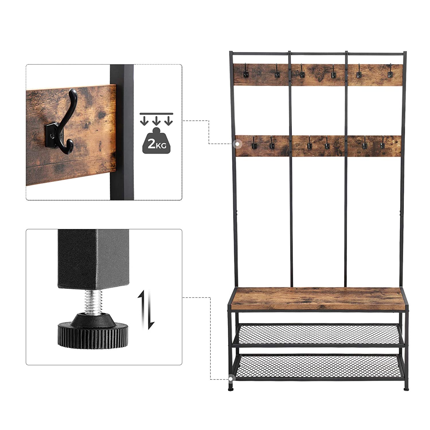 věšák na šaty se sedadlem a úložným prostorem 100x40x186cm megamix.sk