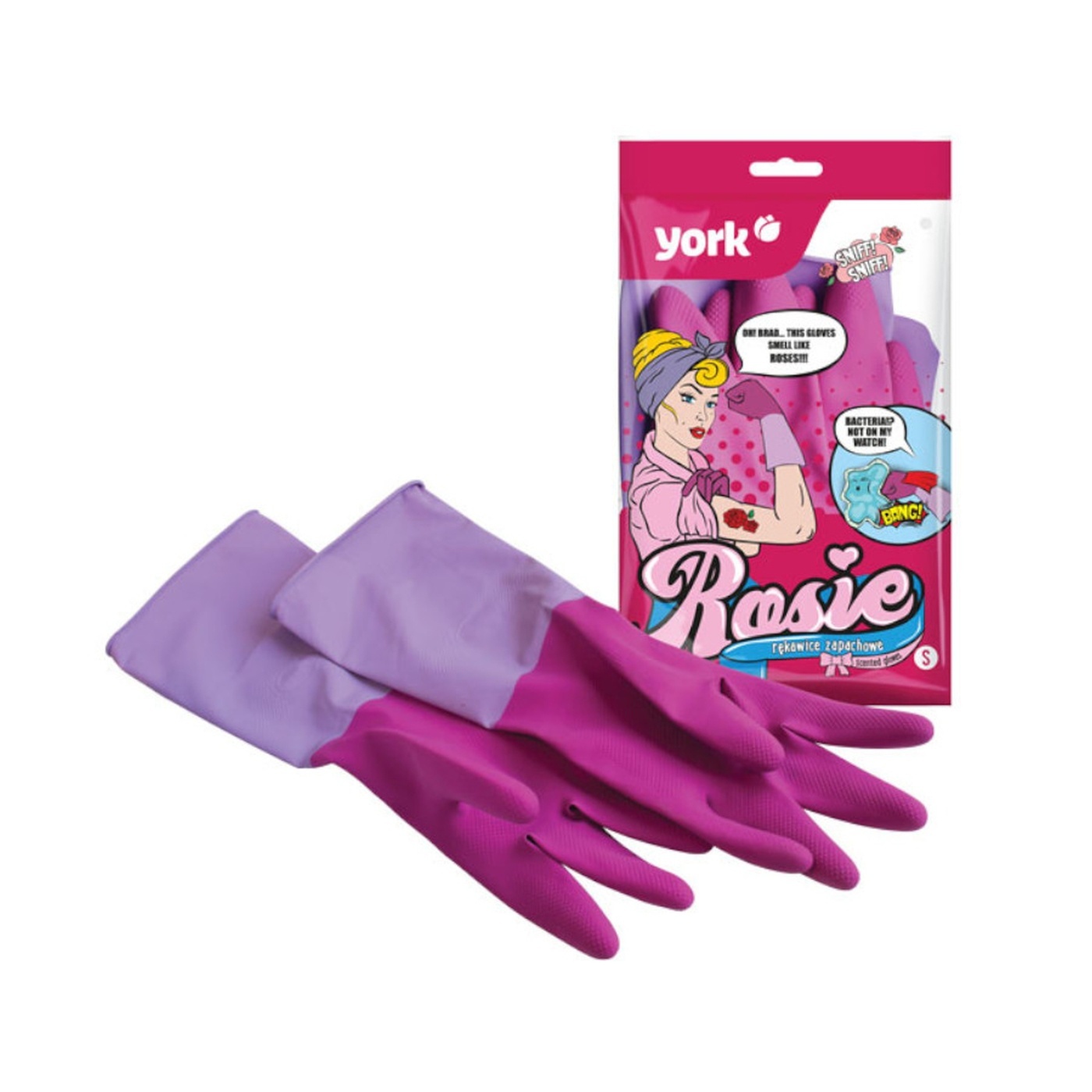 Vonné gumové rukavice York Rosie velikost M
