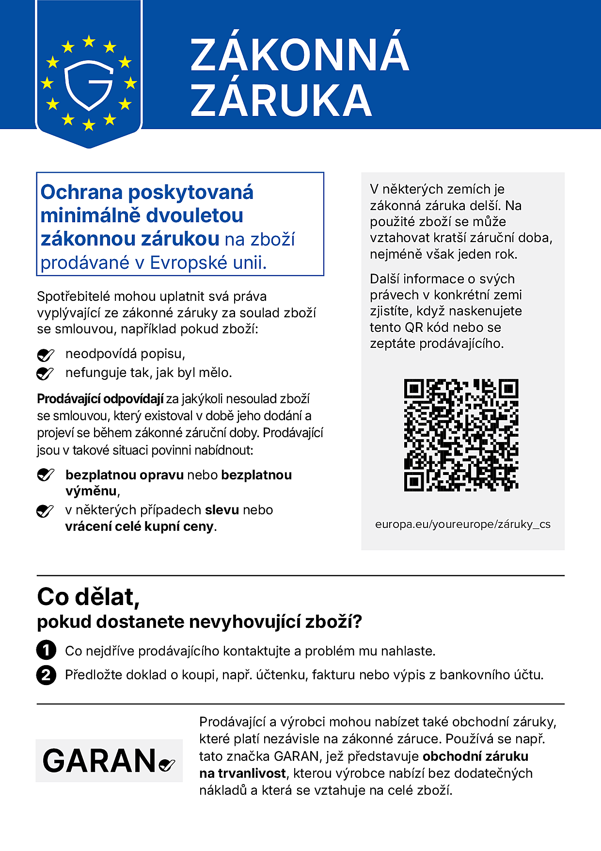 Legal guarantee notice